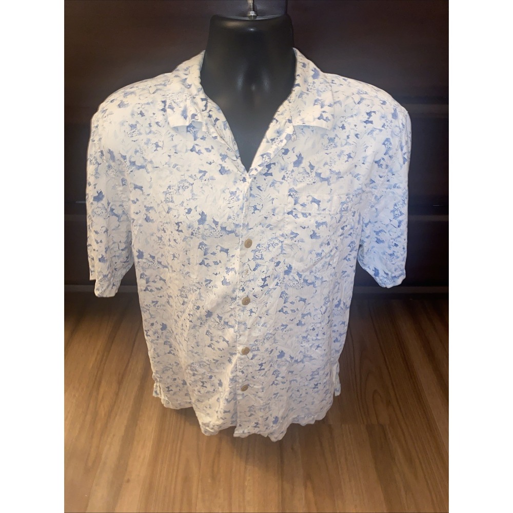 Tommy Bahama Shirt Men's Size Large 100% Silk Button Up Abstract Print